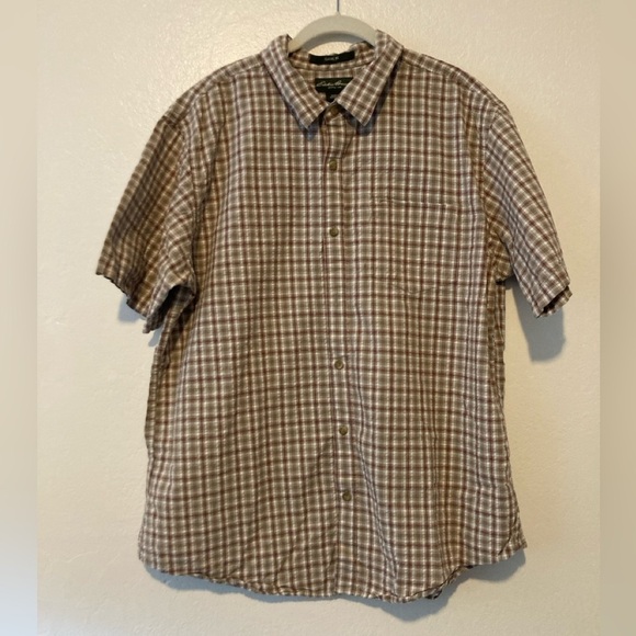 Eddie Bauer Classic Fit Plaid Short Sleeve Button Up Shirt Work Chores Size XL - Picture 1 of 7
